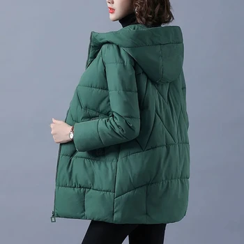 2021 חדש כותנה בגדים באמצע אורך נשים מעיל החורף חם פרווה של נשים משוחרר מעובה מעיל כותנה אלגנטי עם ברדס מעיל