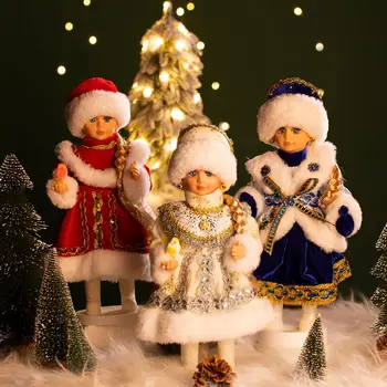 2023 שנה חדשה 30cm מתנות חג המולד קישוטים, חשמלי סנטה קלאוס עלמת השלג מוסיקלי ריקוד מתנה קישוט בית חג מולד שמח