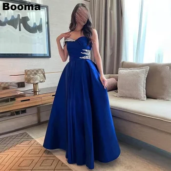 Booma כתם כחול שמלות ערב כתף אחת חרוזים קו רשמי אירוע שמלות ערב הסעודית מסיבה לחגוג אירועים שמלות
