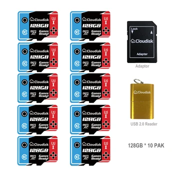 Cloudisk 10Pack זיכרון פלאש כרטיסי מיקרו SD 128GB 64GB 32GB 256GB U3 V30 Microsd 16GB 8GB 4GB 2GB זיכרון 1GB C10 A1 TF כרטיס טלפון