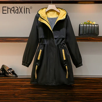 EHQAXIN נשים חורף מעיל עם ברדס מעיל מזדמן בתוספת קטיפה עבה למטה ז ' קט לשמור על חום בינוני-אורך מעילים L-4XL