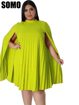 SOMO בתוספת גודל שיק אלגנטי אישה השמלה נשים קפלים רופף קצר נועז הקיץ קפלים שיפון שמלה סיטונאית Dropshipping