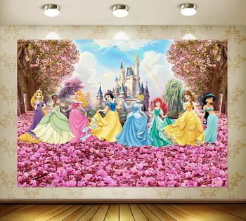 דיסני, אורורה, סינדרלה, בל הנסיכה נושא רקע מסיבת יום הולדת אספקה חדר המיטה קישוטים ילדים אוהבים מתנות לילדים