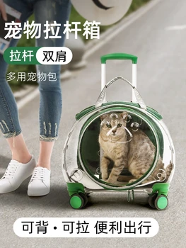 מחמד מתגלגל המזוודה חתולים חתולים מזוודה גדולה נייד שקוף חבילות חתולים רבים טריילר כלבים לנשום בחופשיות