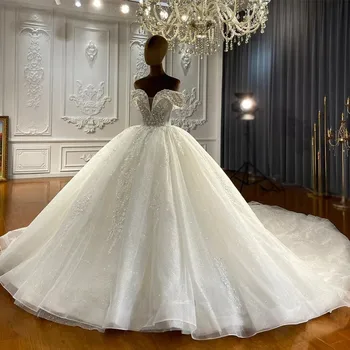 פאר שמלת נשף מלכותי שמלות כלה 2023 מתוקה את הכתף החלוק דה Mariee תחרה חרוזים נוצצים Vestido De נוביה