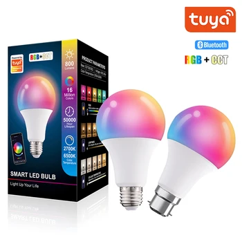 15W Tuya Bluetooth Smart LED נורת E27 E26 B22 RGB ניתן לעמעום אור קסם הנורה 110V 220V RGBCW מנורת Led נורות לעבוד עם אפליקציה Tuya