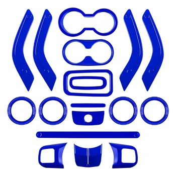 18Pcs מסגרת דקורטיבית טבעת בקרה מרכזי פנים רכב אביזרי רנגלר כחול