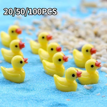 20/50/100PCS מיני שרף רפש צהוב קטן ברווז קישוט זעיר דמויות ברווזים מיקרו פיית גן נוף אקווריום DIY עיצוב