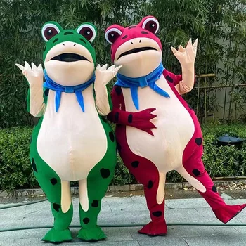 2023 חדש מצחיק חמוד ורוד ירוקה צפרדע בובה תחפושת תעמולה צפרדע הקמע קריקטורה אנימה בגדים למבוגרים ליל כל הקדושים