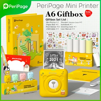 203dpi צהוב Peripage A6 Inkless הערות תווית Bluetooth מיני המדפסת Giftbox DIY קריקטורה מדבקה תליון נייר תרמי