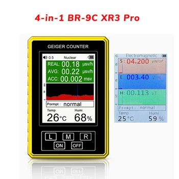 4-in-1 BR-9C XR3 Pro גייגר קרינה רדיואקטיבית קרינה אלקטרומגנטית גלאי טמפרטורה לחות חיצונית כלים מקצועיים