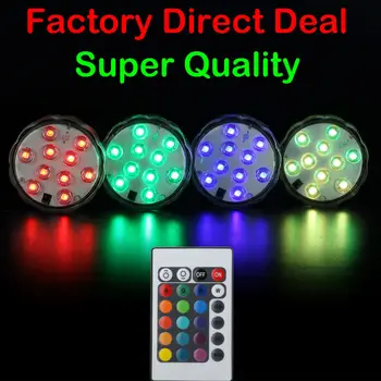 (4pieces/ הרבה) 10 LED משתלם צלילה עמיד למים רב-צבעים LED אורות חתונה קישוט