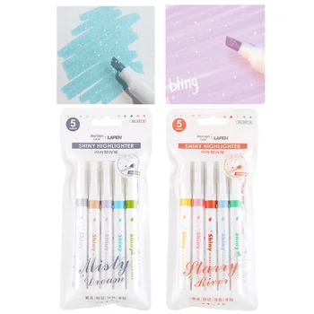 5 צבעים/להגדיר אמנות נצנצים מדגשים מתכתי סמנים ניאון עטי סימון עטים נהדר עבור יומן Kawaii חמוד כתיבה