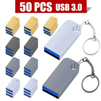 50PCS/lot מתכת USB 3.0 Flash Drive Pendrive 16GB 128GB מקלות USB כונן עט 32GB 64GB זיכרון חינם סמל מותאם אישית