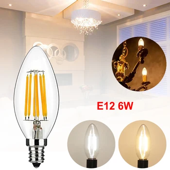 5PCS/LOT LED Bulb שימור אנרגיה 6W E12 220V חם/ לבן chandlier זכוכית המנורה המבחנה Bombillas אור נר LED