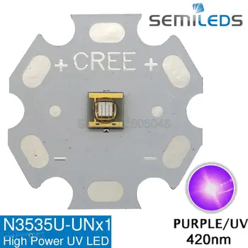 5pcs/lot! SemiLEDs 3W אולטרה ויולט סגול 3W 420nm מתח גבוה UV LED פולט חרוז האולטרה-מטהר אוויר/זיהוי מזויפים וכו'