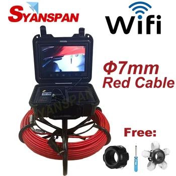 7mm קוטר החוט האדום 20-50 SYANSPAN אלחוטית Wi-Fi צינור ביקורת מצלמת וידאו,ניקוז ביוב, צינור תעשייתי אנדוסקופ