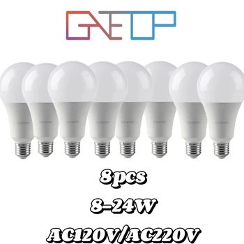 8PCS LED לחיסכון באנרגיה הנורה E27 B22 מתח גבוה 8W-24W AC110V/220V 3000K/4000K/6000K מתאים ללמוד השינה תאורה
