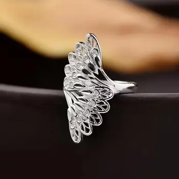990 כסף סטרלינג נקבה הטבעת אישיות מוגזמות פתיחה פשוטה אופנה הלאומי סגנון הטווס האצבע טבעת