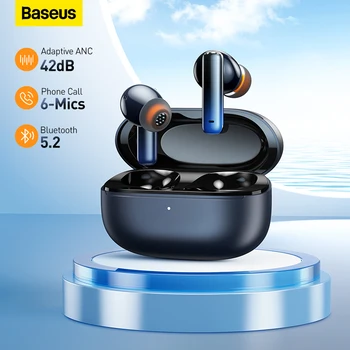 Baseus סופה 1 אלחוטית, אוזניות Bluetooth 5.2 42dB אדפטיבי דינאמי ANC אוזניות עם 6-מיקרוגרם ENC רעש מבטל אוזניות HiFi