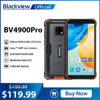 Blackview BV4900 Pro IP68 מחוספס החכם 4GB 64GB Octa הליבה אנדרואיד 10 עמיד למים טלפון נייד 5580mAh NFC 5.7