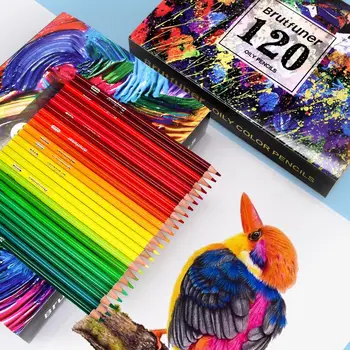 Brutfuner 120 צבעים מקצועיים צבע השמן עפרונות עץ רך בצבעי עיפרון על הספר הציור לצייר סקיצה ציוד אמנות
