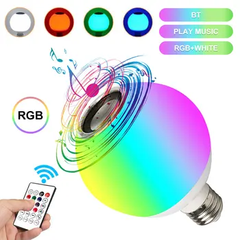 E27 LED מוסיקה המנורה צבע RGB הנורה Bluetooth רמקול צבעוני דקורטיבי הנורה עם שליטה מרחוק על המסיבה הביתה