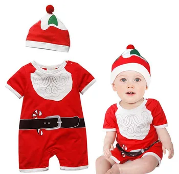 Hooyi תינוק חג המולד בנים Rompers הכובע קובע שרוול קצר סנטה שלג אשוח מתנה בגדי תינוקות בייבי תלבושות