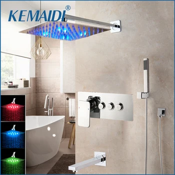 KEMAIDI פליז מוצק LED מערבל מקלחת אמבטיה אמבטיה ברזים חדר מקלחת ברז 3-פונקציות דיגיטליות מקלחת ברזים להגדיר