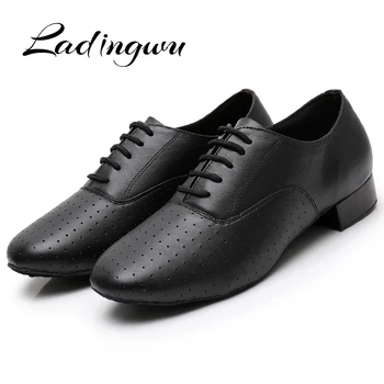 Ladingwu עור אמיתי גברים מלמד נעלי ריקוד מודרני נעלי גברים מבוגרים ריקודים סלוניים נעלי נעלי ספורט לגברים