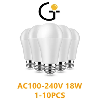 LED גבוהה חשמל הנורה A60 AC120V E27 220V B22 18W 100LM/W 3000K/4000K/6000K סופר מבריק לבן חם אור קניון תאורה ביתית
