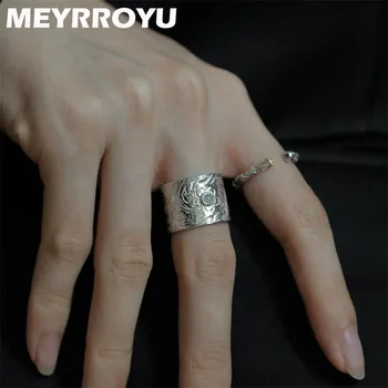 MEYRROYU יוקרה מרקם רחב שרוול האצבע טבעות לנשים נערת אופנה תכשיטים חדשים החתונה הגברת מתנה кольцо женское