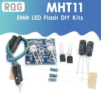 MHT11 פשוט 5MM פלאש LED DIY ערכות DC 3V-14V מעגל אלקטרוניקה סוויטה 1.6 מ 