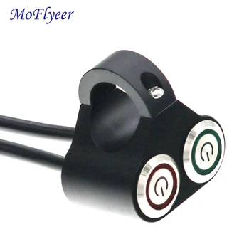 MoFlyeer 12V אופנוע מתג 22mm אופנוע הכידון ידנית-החזרה עצמית כפתור החזרה אור LED מנורת בקרה CNC מתג