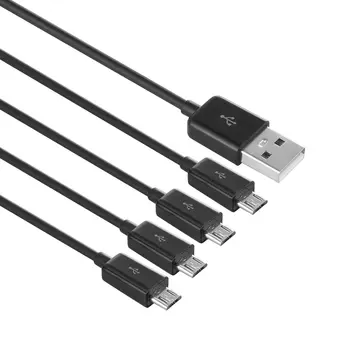 NUOLIANXIN רב מיקרו USB כבל טעינה, 4 in 1 USB 2.0 זכר ל-4 זכר מיקרו USB,מיקרו USB מפצל כבלים (שחור 0.5 מ')