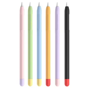 Stylus כיסוי סיליקון עט מקרה עבור אפל עיפרון לוח החלקה אנטי ליפול לגעת עטים עם 2 החוד שרוולי מגן מקרה עט