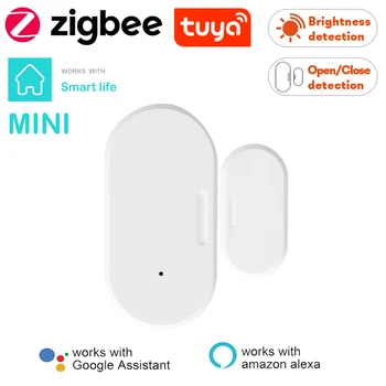 Tuya Zigbee 3.0 חכם הדלת חיישן גלאי חלון פתוח קרוב אזעקה מובנית illuminometer עובד עם אלקסה הבית של Google
