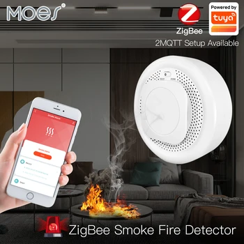 Zigbee חכם עשן אזעקת אש חיישן גלאי מערכת אבטחה בבית מופעל סוללה אזעקה אלחוטית חכמה החיים Tuya בקרת יישום