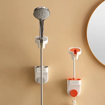 אגרוף-חינם מקלחת סוגר חדר מקלחת זרבובית מתכווננת תלוי כוס יניקה אביזרים אוניברסלי בסיס קבוע