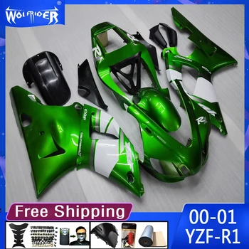 אופנוע פלסטיק ABS fairings על YZFR1 2000 2001 YZF-R1 2000 2001 אופנוע ירוק לבן fairing היצרן התאמה אישית של הכיסוי