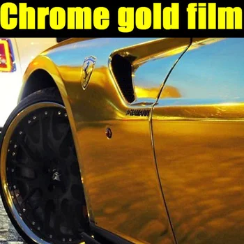גבוהה אלסטי במראה זהב כרום במראה ויניל גמישה לעטוף גיליון גליל סרט הרכב מדבקה מדבקות גיליון