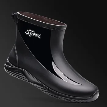 גברים מגפי גשם שף נעליים דיג נעליים מזדמנים עמיד למים נוח אופנה החלקה חזקה ללבוש עמיד מגמה גודל גדול 44