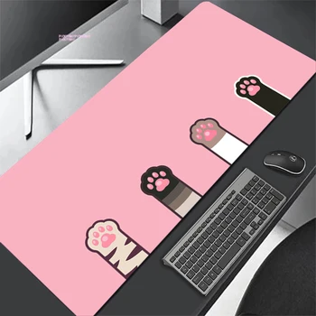 גדול Mousepad גומי גיימר Mousepads מקלדת מחצלת שולחן השטיח חתול כף ורוד Pc HD Non-slip השולחן מחצלות החברה לעכבר עבור מתנה