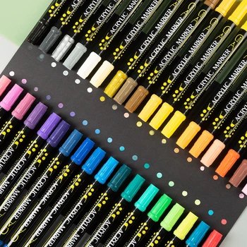 היילה 36 צבעי אקריליק צבע סימון עטים,תוספת בסדר, נקודות קצה,עבור מתכת,אבן ציור,ספל,זכוכית,קרמיקה,עץ,בד,בד