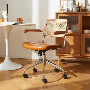 המטבח קש כיסא המחשב רטרו סיבוב כיסא נוח ללמוד משרד מושב לנשימה משענת יד קש Poltrona רהיטים