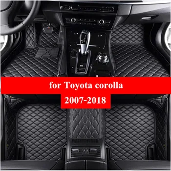 המכונית מחצלות עבור טויוטה קורולה 2007-2014 2015 2016 2017 2018 פלאש שטיח עור מותאם אישית רגל ריפוד הרכב שטיחים לרכב מכסה