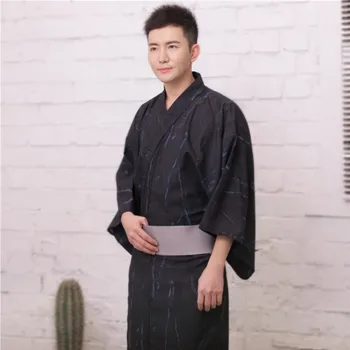 המסורתית יפן חלוק יוקטה גברים חלוק זכר טרקלין עם חגורה יפנית פיג ' מות קימונו קל לובש עיצוב אובי יאקאטה