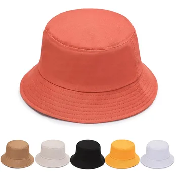 הקיץ מתקפל כותנה כובע דלי גבר נשים קרם הגנה כובע צבע טהור ציד דייג כובע גברים אגן הכובע החוף שווי חיצוני 버킷햇
