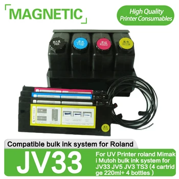 חדש UV מדפסת רולנד ומדפסות Mimaki Mutoh בתפזורת מערכת דיו JV33 JV5 JV3 TS3 (4 מחסנית 220ml+ 4 בקבוקים )