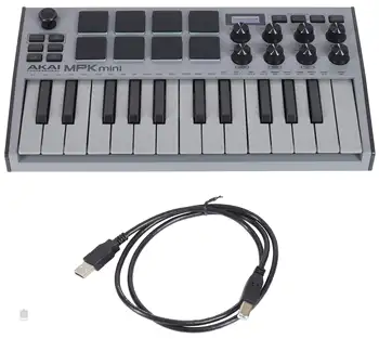 (חדש חדש) AKAI MPK mini MK3 גריי USB/MIDI Keyboard